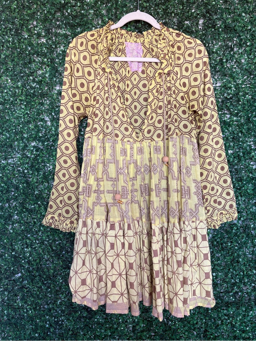 Yvonne S. Handmade Designer Dress with geometric Patterns throughout